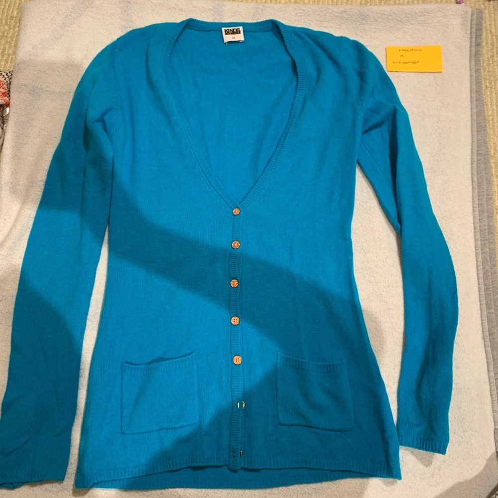 Kings of cole XS blue cashmere button up